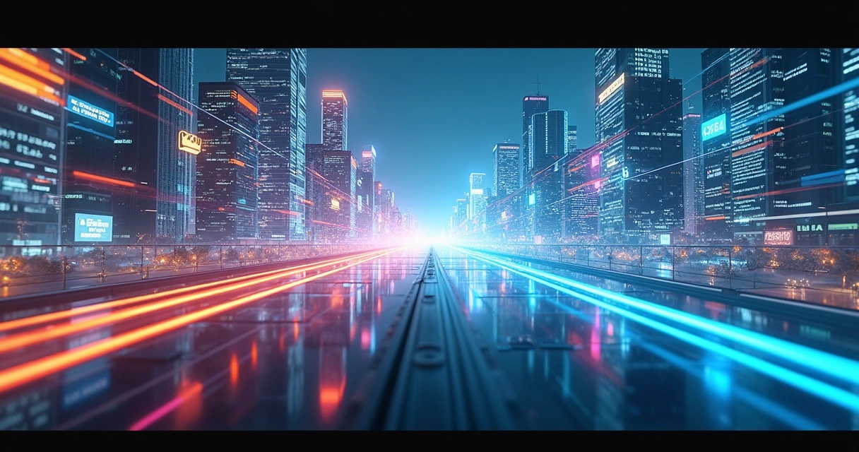 Comparação entre ecossistemas de anúncios Google e Meta em cenário futurista