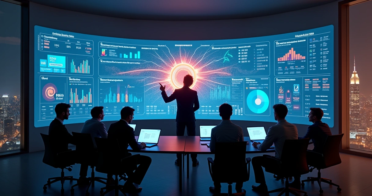 Painel com dados de CRM integrado a campanhas de publicidade digital em tela gigante