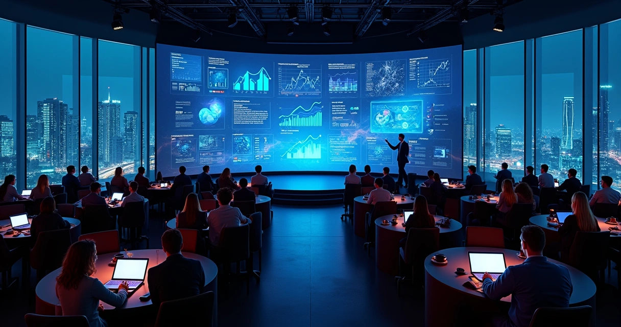 Painel de dados em evento corporativo em São Paulo