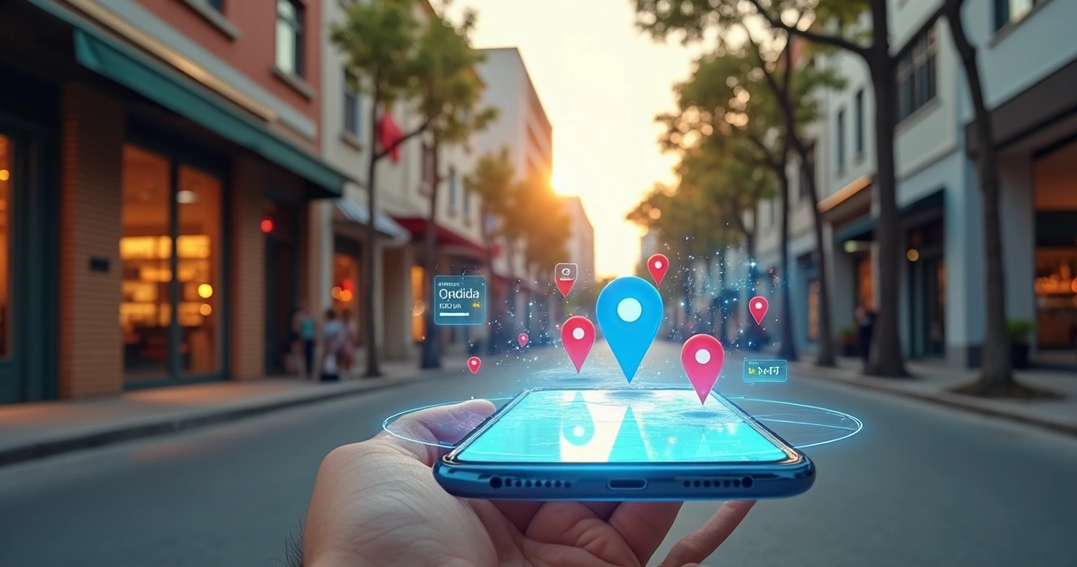 Loja em rua de Jundiaí destacada em mapa digital com pinos de localização